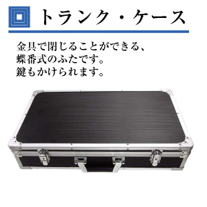 トランクタイプで、蝶番で固定されています。
